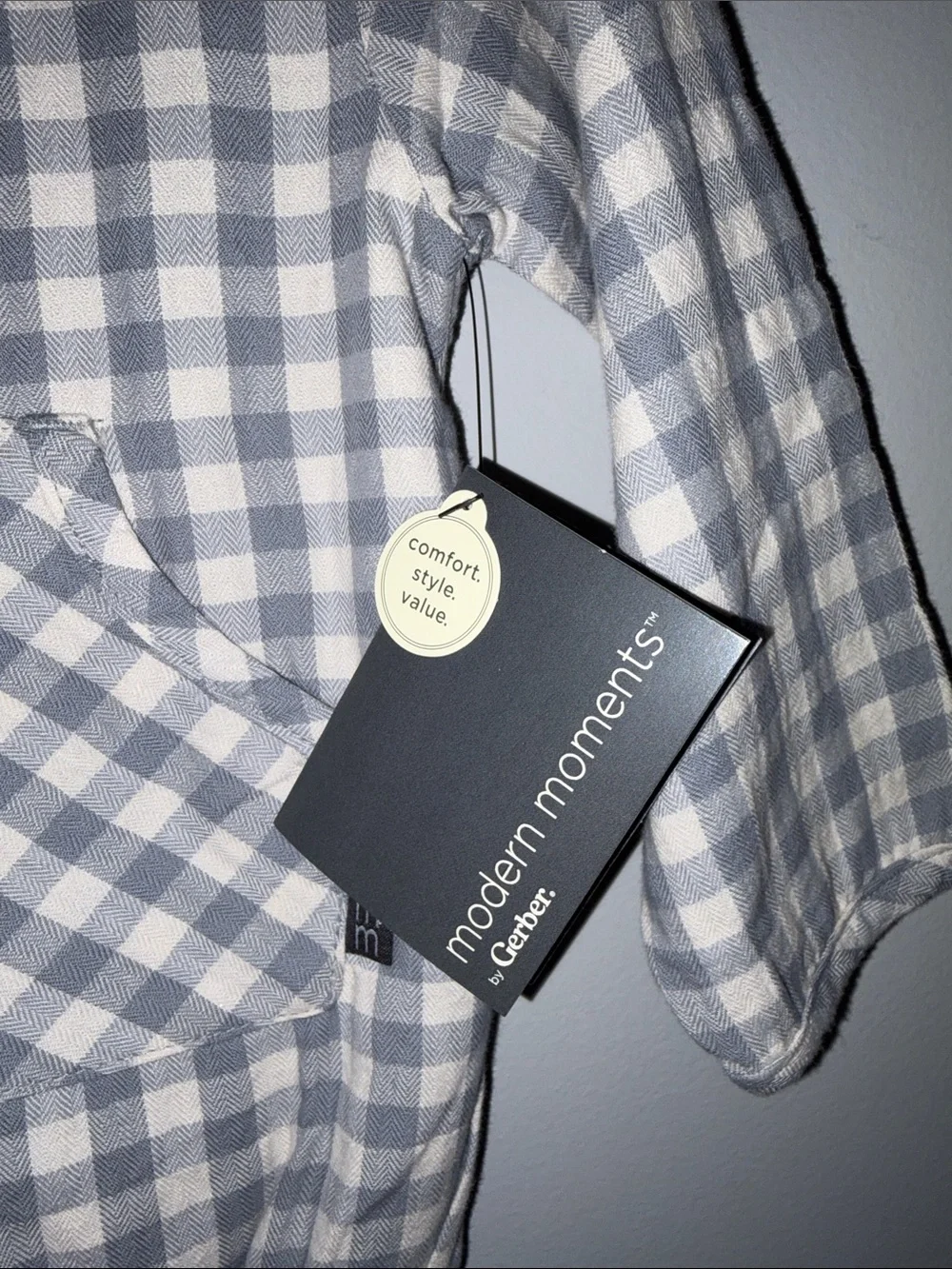 NWT Gray and White Gingham Baby Romper 18 Months